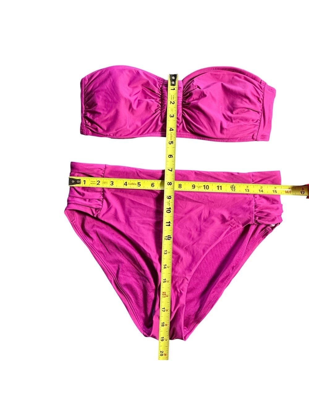 DKNY fuchsia strapless bandeau bikini high waist swimsuit set $70 New - Picture 5 of 7